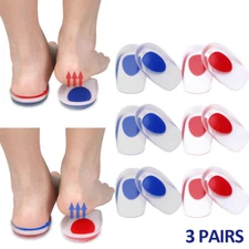 3 Pair Silicone Gel Heel Pads Inserts Support Insole Cushion Pain Relief Plantar
