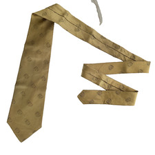 Brooks Brothers Country Club Tie Men's Gold Logo Silk Necktie Handmade In USA