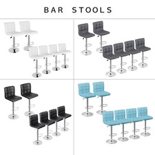 Set of 2/4 Adjustable Bar Stools PU Leather 360 Degree Swivel Chairs with Back