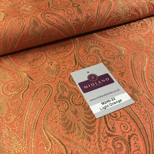 Ornamental paisley gold metallic print Indian banarsi Brocade fabric M246 Mtex - Picture 101 of 130