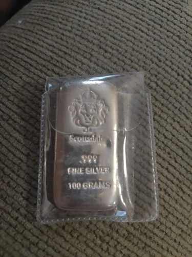 100 Gram Cast Silver Bar by Scottsdale Mint .999 Silver Bullion - 100g  #A130