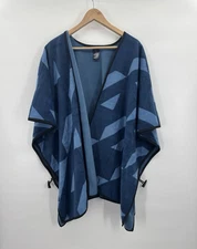 Serra Womens OS Fleece Ruana Wrap Lagenlook Boho Retro Gorpcore Grannycore Cozy