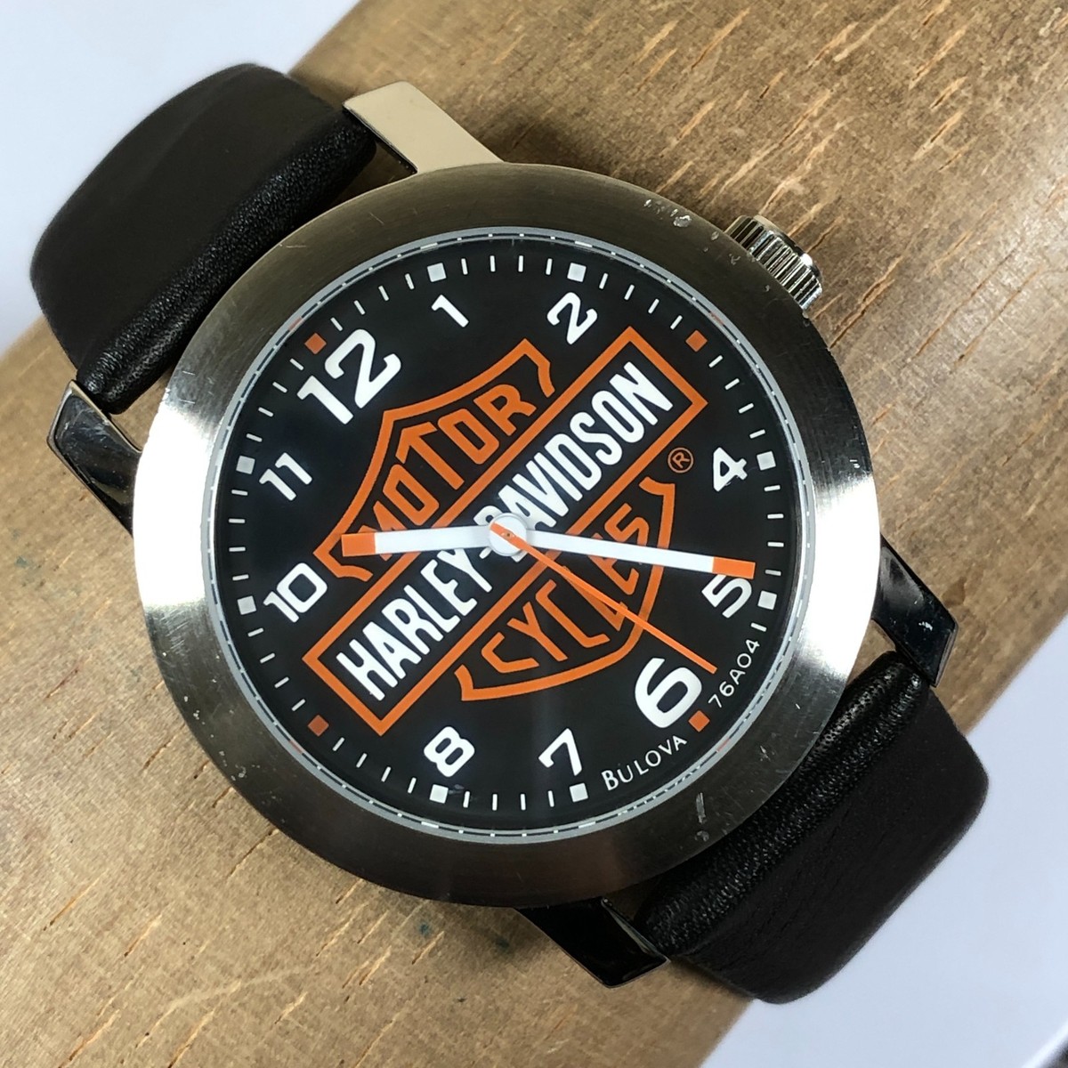 Bulova Harley-Davidson Men 76A04 Dress Leather Quartz Analog 38mm