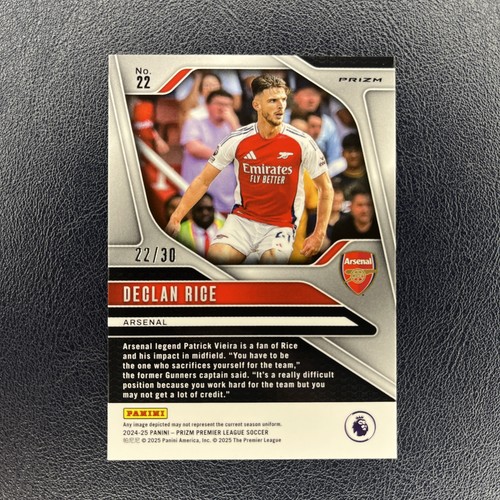 2024-25 Panini Prizm Premier League Declan Rice Arsenal Red Scope /30 - Picture 2 of 2