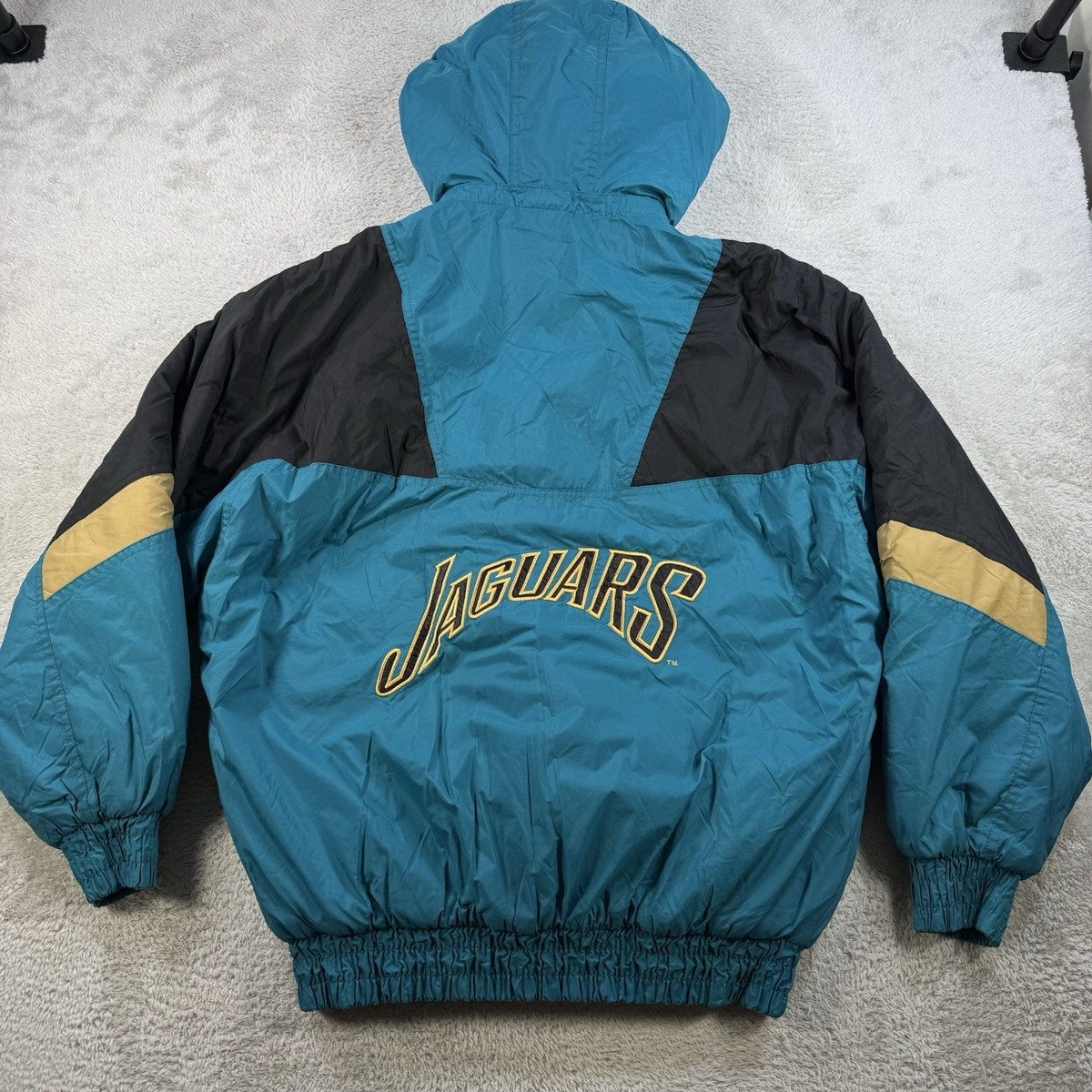 ジャケット・アウター vintage balance wear design nylon jkt Vintage Jacksonville Jaguars Chalk Line Jacket Mens Large Teal