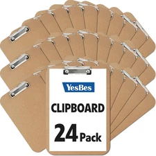 24 Pack Clipboards Bulk, Clip Boards 8.5X11 Standard Letter Size, Clipboards for