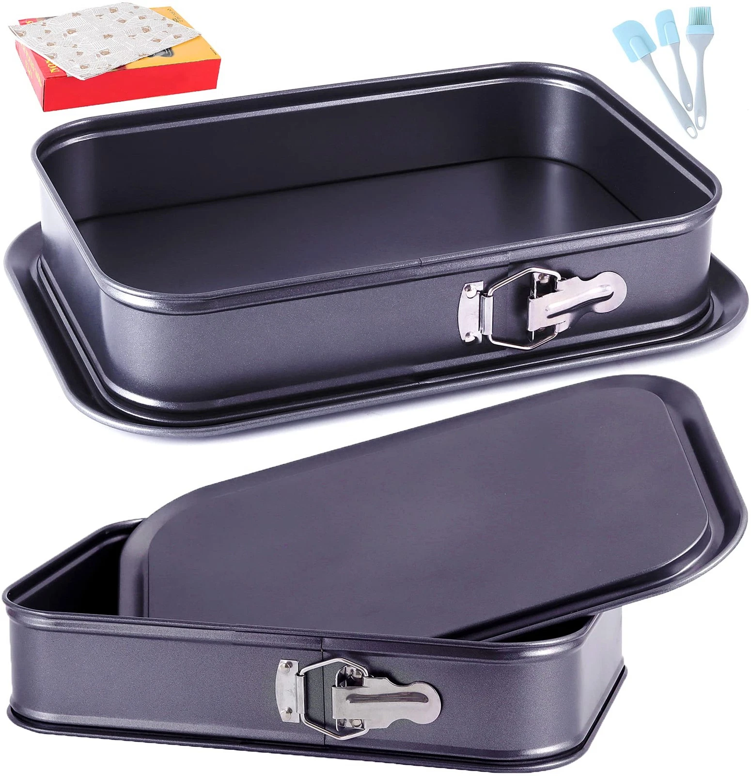 Kenond Large Springform Cake Pan, 14 x 14" x 9.5" x 3", Black Cheesecake Pan