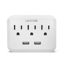 USB Wall Power Strip, 3 Outlet Extender with 2 USB Ports Outlet Adapter, Mult...
