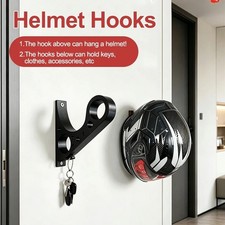 Wall Mount Helmet Holder - Anti Scratch Motorcycle Hook for Full Face - Key