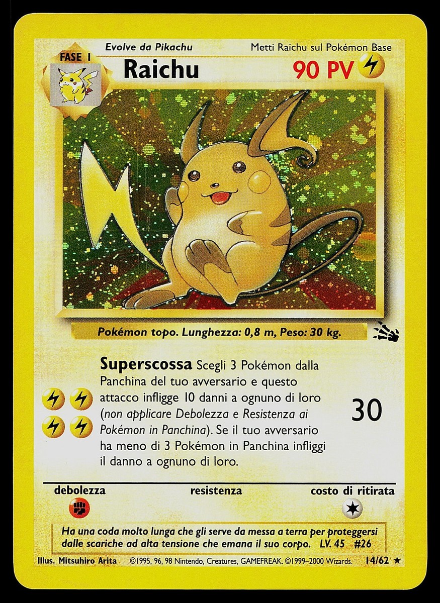 Pokemon Card - Raichu Fossil Italian 14/62 Holo Rare | eBay