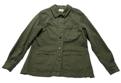 DL 1961 Women s Olive Green Cargo Jacket Sz Large L Button Up ''Chore Coat''