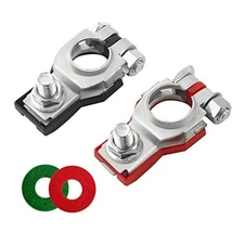  Battery Terminal Connector, Top Post Battery Cable Terminal Clamp Silver/2PCS