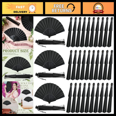 80 Pcs Silk Folding Hand Fans - Chinese Handheld Clack Fans for Weddings, Partie