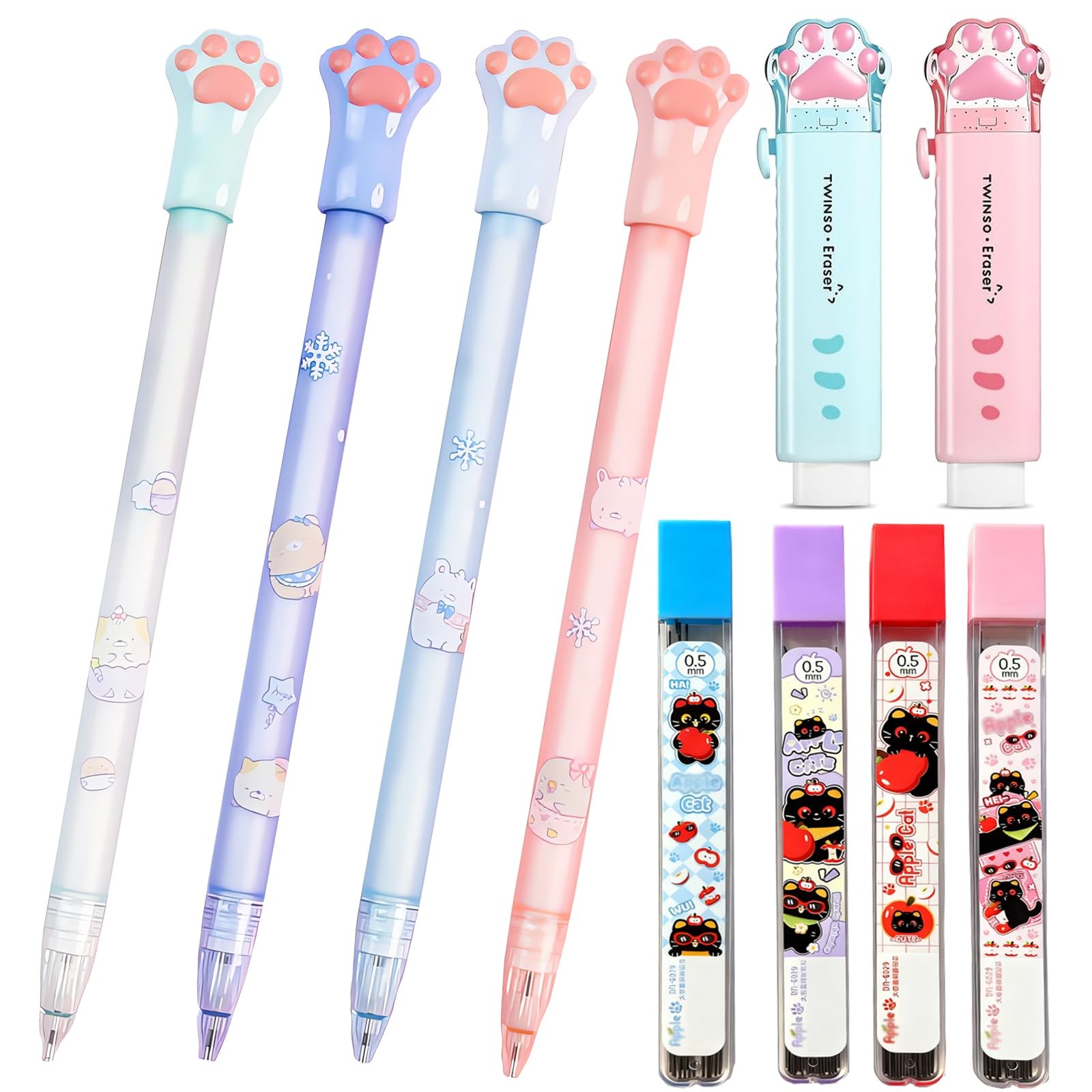 S, Cute Mechanical Pencils 0.5mm Black 2b Pencil Lead And Er...