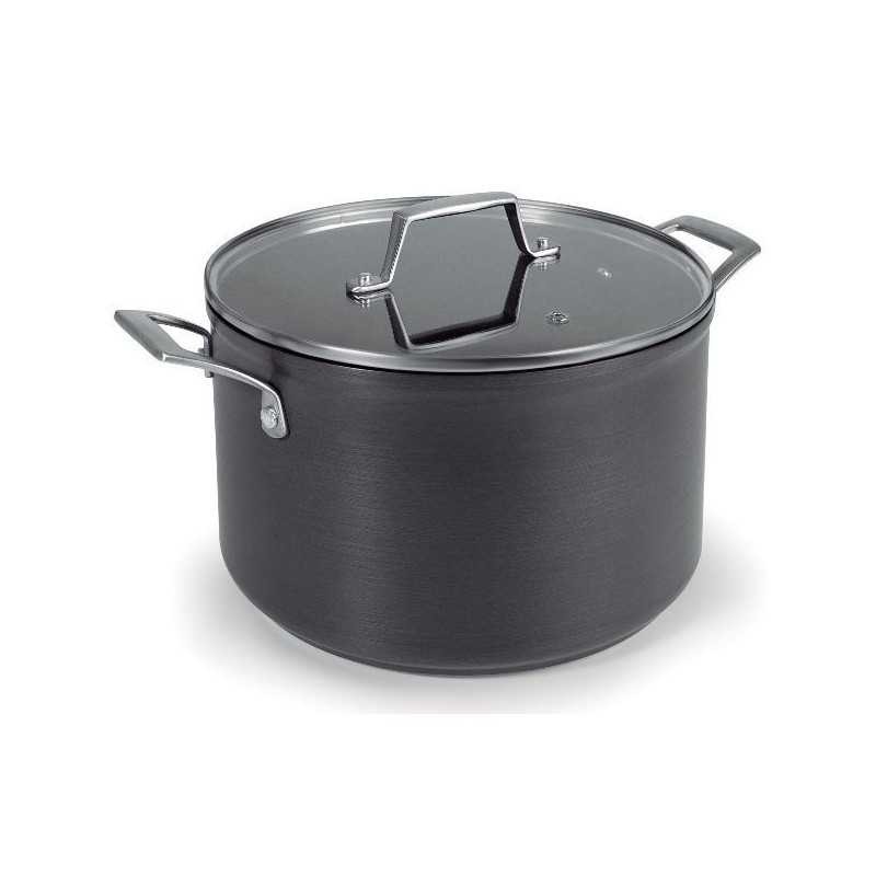 Marmite anodisée 16cm Lacor avec couvercle en verre pour induction