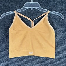 Set Active Ribbed V-Neck Sports Bra Ochre Tan Sculptflex Racerback Womens Small