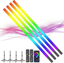4 Pack RGB Tube Light with Tripod, Battery Powered 18W 4ft LED Video Light, Port