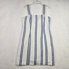 Forever 21 Womens's White And Blue Striped Dress Size Medium Zipper Back