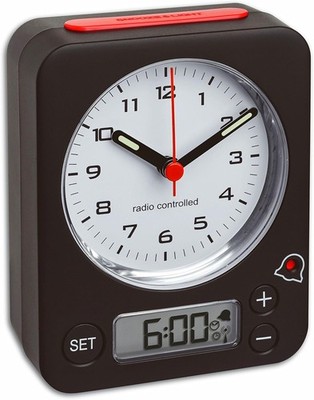 TFA Dostmann Combo Funkwecker analog digital Funkuhr Beleuchtung leise schwarz