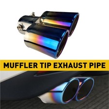 Straight Dual Muffler Tip 2.5 Tip Blue Exhaust Pipe Tail Throat Stainless Steel Straight Dual Muffler Tip 2.5 Tip Blue Exhaust Pipe Tail Throat Stainless Steel