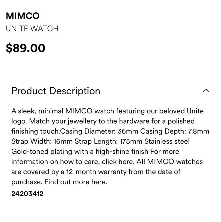 MIMCO UNITE Gold TimePeace Watch + Box - image 2 of 4