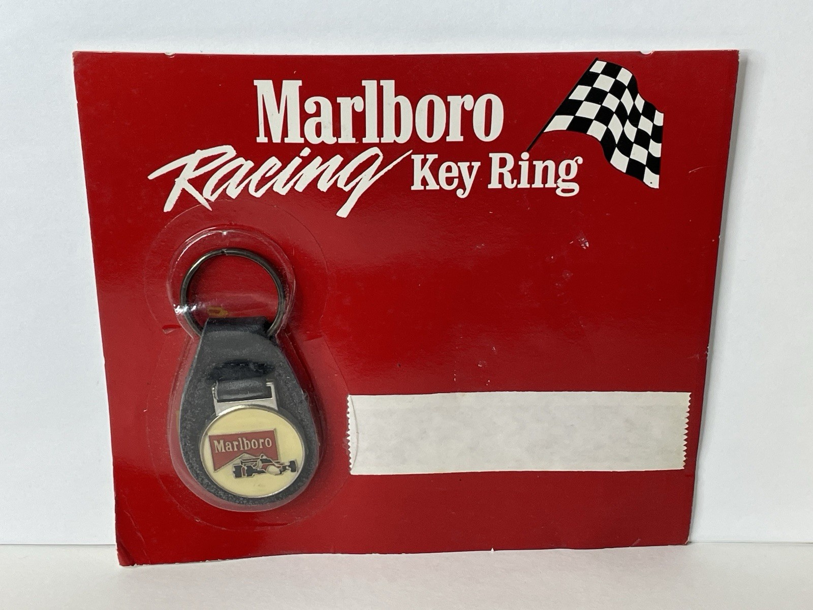 1989 Marlboro Racing Car Enamel Leather Metal Keychain Key Ring New Sealed Promo