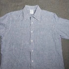 Brooks Brothers 1818 Regent Linen Shirt Mens Large Short Sleeve Blue Gingham