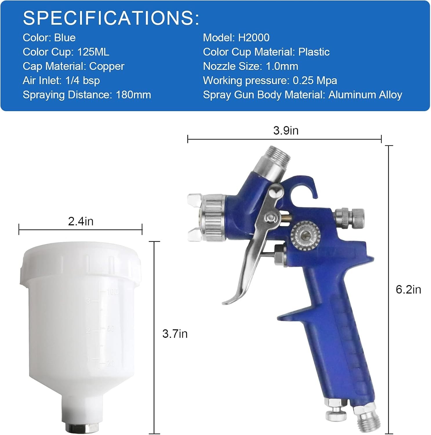 Lightweight HVLP Spray Gun with 125ml Cup - Ideal for Precision Wall Painting