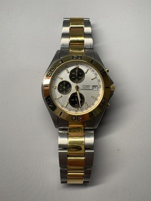 CITIZEN Quartz Chronograph Silver Gold 2-Tone Men's Watch AN1014-52B