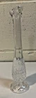 Vintage Fenton Fine cut block Pattern Swung Clear Glass Footed Bud Vase
