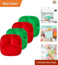 Sustainable Divided Plates for Toddlers - Fun and Functional Dinnerware Set of 4