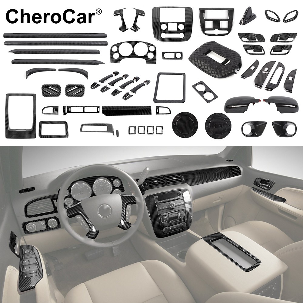 Carbon Fiber Interior Decor Cover Trim Bezel For Chevy Avalanche & Tahoe 2007-13