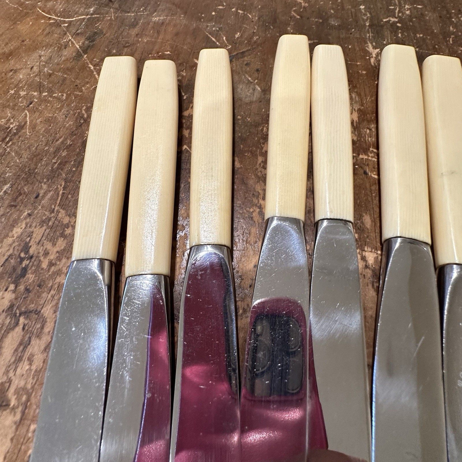 Vintage Viners of Sheffield-England Butter Knives Celluloid Handles Set of 6