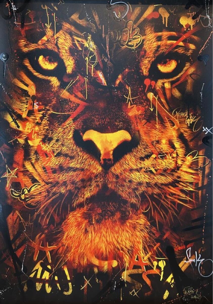 Print Painting m25/ Snik Martin Whatson Tiger Orange Hand
