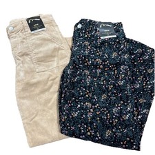 Set Of 2 Art Class Girls Floral Print  Tan Wide Leg Corduroy Pants Size 12