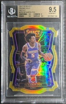 De'Aaron Fox - 2017 Select Premier Level Die-Cut GOLD Prizm #175 - /10 - BGS 9.5