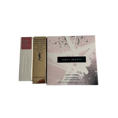 LUXURY BEAUTY TRIO - YSL Candy Glaze, Fenty Suede Blush, Haus Labs Lip Glaze