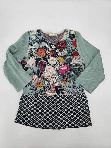 Anthropologie Aldomartins Sweater Womens XS Blue Floral Wool Blend Sweater - Picture 2 of 6