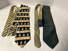2 VTG Tommy Hilfiger Ties 100 Silk Sailboats And Geometric Pattern Made In USA