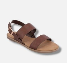 Journee Collection Women's Brown Lavine Double Strap Flat Sandals Shoes Size 9M