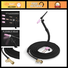 Flexible Head TIG Welding Torch 12ft Cable Air-Cooled WP-17FV Gas-Valve Complete