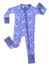 Unicorn Bamboo Baby Zip Up Pajamas - Dazzled Dream - Size 3 to 6 Month