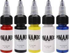 Tattoo Ink Red, Black, Lemon Yellow, White, Blue 5PCS, Dynamic Tattoo Ink, Tatto