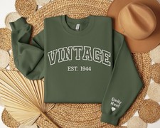 Custom Name Embroidered Sweatshirt, Name on Sleeves, Personalized Gift