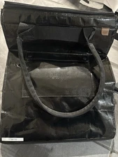 CleverMade Foldable Tote Bag on Wheels Black Rolling Shopping Bag 75 lb Limit