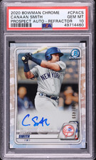 CANAAN SMITH 2020 Bowman Chrome Pros Refractor Autograph 002/499 PSA 10 Gem Mint