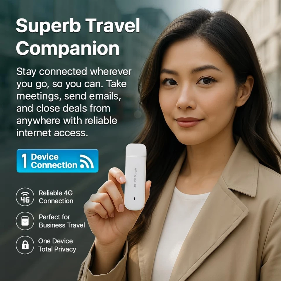 Huawe E3372-325/ 4G 150Mbps Sbloccato USB Mobile Broadband Dongle, Bianco - Immagine 3 di 4