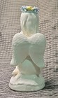 Unmarked Glossy Ceramic Angel Figurine, Multicolor Flower Crown Holding Dove — photo 4
