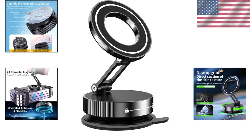Extra-Strong Vacuum Suction Phone Holder with 360° Rotation - Perfect for Cars - Image 2 of 4