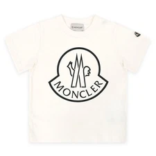 Moncler Kids Lettering Logo Patch Short Sleeve (Ivory) 8C00005 83907 93864542